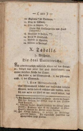 X. Tabelle. 7. Abschnitt. Die drei Naturreiche.