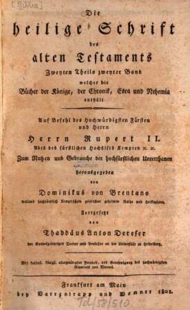 Die heilige Schrift des alten Testaments, 2,2. Die Bücher der Könige, der Chronik, Esra und Nehemia
