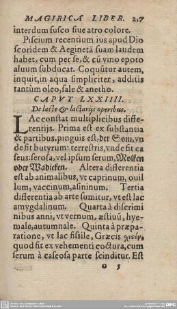 CAPUT LXXIIII. De lacte & lactariis operibus.