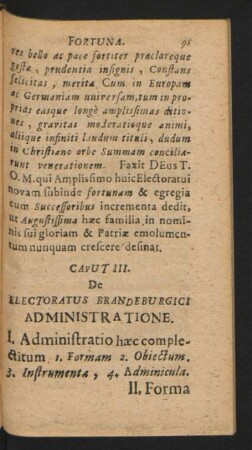 Caput III. De Electoratus Brandenburgici Administratione.