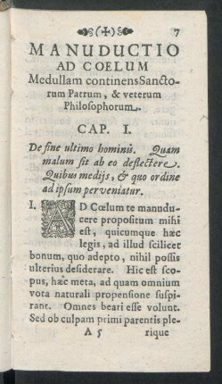 Manuductio Ad Coelum Medullam continens Sanctorum Patrum, & veterum Philosophorum.
