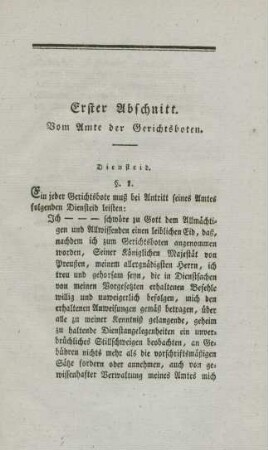 Erster Abschnitt. Vom Amte der Gerichtsboten.