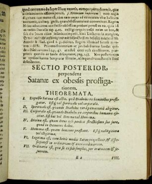 Sectio Posterior, perpendens Satanæ ex obessis profligationem.