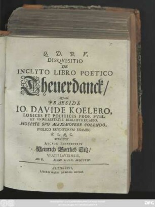 Disqvisitio De Inclyto Libro Poetico Theuerdanck