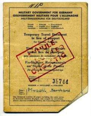Reise-Pass der Militärregierung für Deutschland