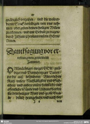 Dancksagung vor errettung von gemienem Jammer