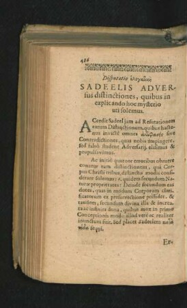 Disputatio ... Sadeelis Adversus distinctiones, quibus in explicando hoc mysterio uti solemus.