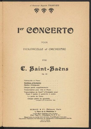 1er concerto pour violoncelle et orchestre : op. 33