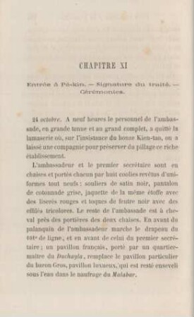 Chapitre XI. Entrée à Pé-kin. - Signature du traité. - Cérémonies