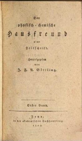 Der physisch-chemische Hausfreund : eine Zeitschrift, 1