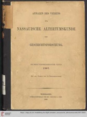 37: Annalen des Vereins für Nassauische Altertumskunde und Geschichtsforschung