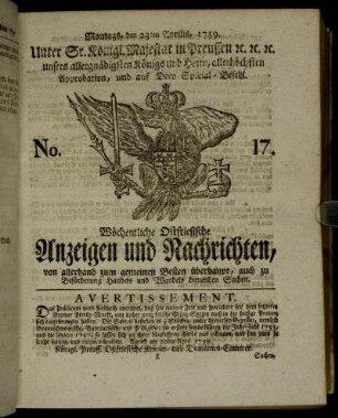 No. 17. Montags, den 23ten Aprilis, 1759.