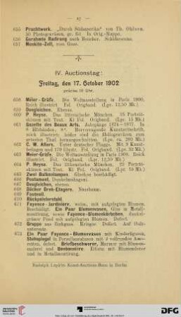 IV. Auctionstag (Nr. 658-845)