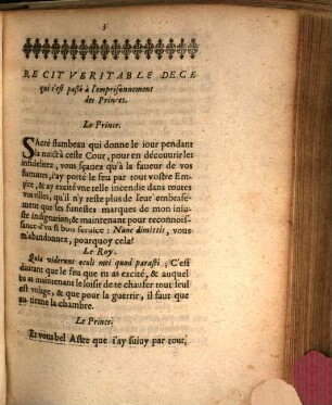 Récit veritable de ce qui s'est passé à l'emprisonnement des princes