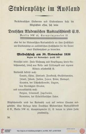 Studienplätze im Ausland