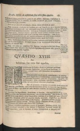Quaestio XVIII. De Infidelitate sive vitiis fidei oppositis.