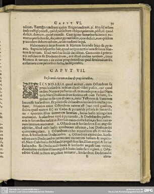 CAPUT VII. De secundariorum ordine & proprietatibus.