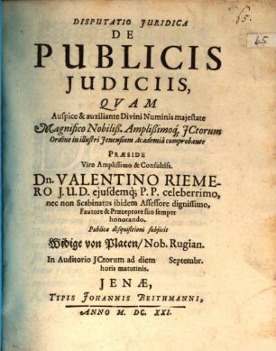 Disp. iur. de publicis iudiciis
