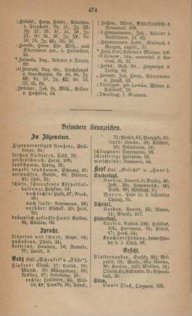 Besondere Kennzeichen