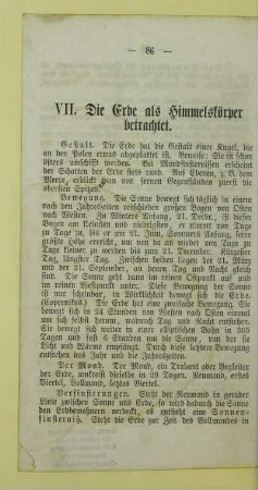 VII. Die Erde als Himmelskörper betrachtet