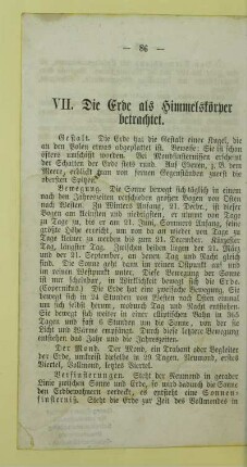 VII. Die Erde als Himmelskörper betrachtet