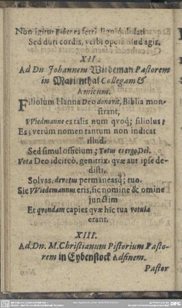 XII. Ad Dn. Johannem Wiedeman