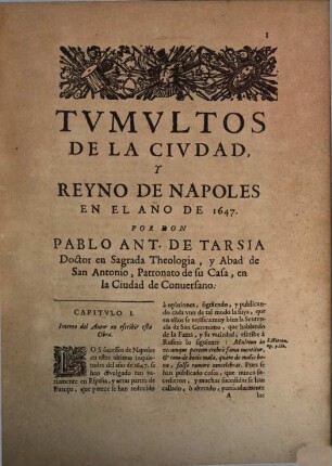Tvmvltos De La Civdad Y Reyno De Napoles, En El Año De 1647