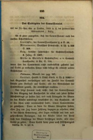 Rechtssätze aus Erkenntnissen und Verordnungen der obersten Justiz-, Spruch- und Verwaltungsbehörden des Königreichs Sachsen, 6,3. 1856