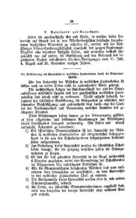 Beförderung des Unterrichts in weiblichen Handarbeiten durch die Elementar-Schulen : [IV. Elementarschulwesen]