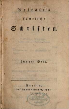 Voltair's sämmtliche Schriften, 2