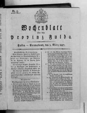 Nr. 9, Ausgabe vom 3. März 1827