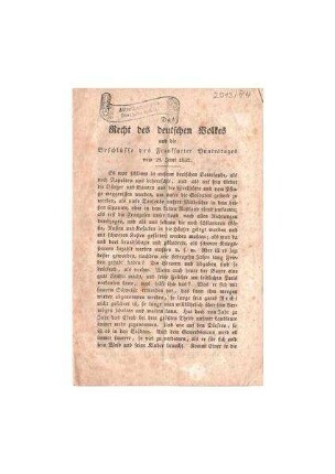 Broschüre: "Recht des deutschen Volkes"; 1832