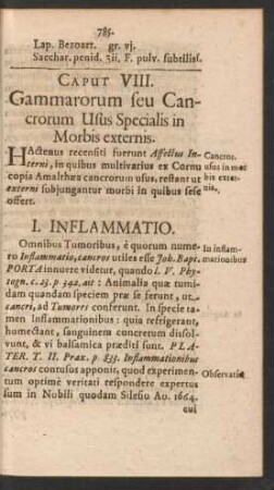 Caput VIII. Gammarorum seu Cancrorum Usus Specialis in Morbis externis.