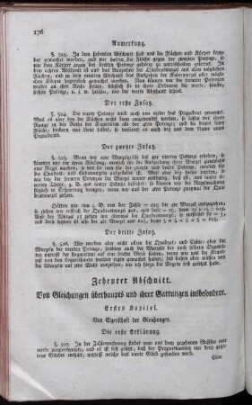 Zehenter Abschnitt. Von Gleichungen überhaupts und ihrer Gattungen insbesondere.