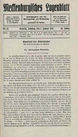 Nr. 10. Rostock, Sonntag, den 7. Januar 1917.
