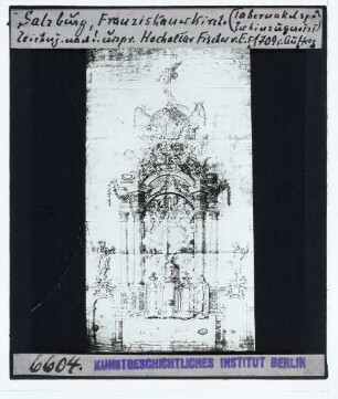 Salzburg, Franziskanerkirche,Fischer v. Erlach, Hochaltar der Franziskanerkirche in Salzburg,Fischer v. Erlach (nach), Zeichnung zum Altar der Franziskanerkirche in Salzburg (Zeichnung)