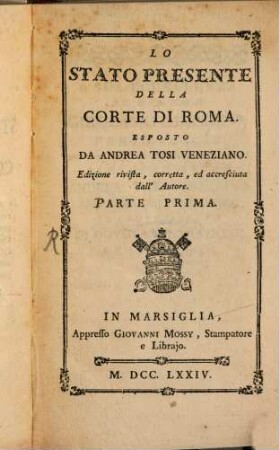 Lo Stato Presente Della Corte Di Roma, 1