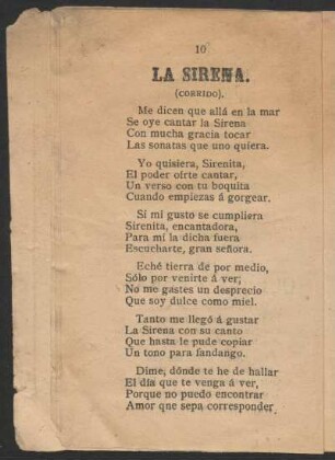 La Sirena. : (Corrido).