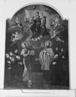Die Madonna erscheint den heiligen Ignatius, Franz Xaver und anderen Angehörigen des Jesuitenordens