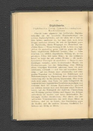 Diphtherie. Diphtheritis. Croup. Cynanche contagiosa. Rachenbräune.