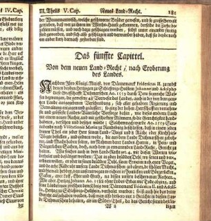 Das fünffte Capittel. Von dem neuen Land-Recht/ nach Eroberung des Landes.