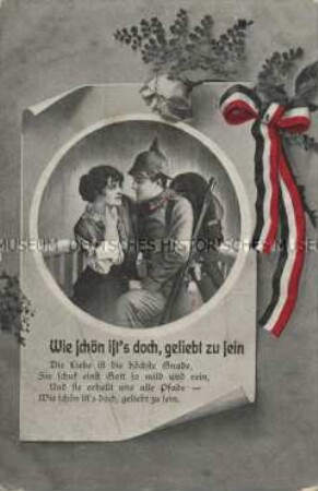 Mädchen und Soldat, mit Vers