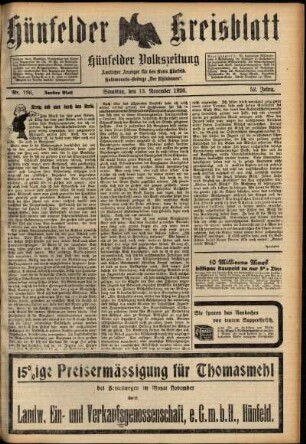 Zweite Ausgabe vom Samstag, den 13. November 1926.