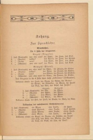 Anhang. Zur Sprachlehre