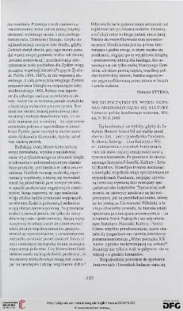 Wilno początku XX wieku: Ognisko modernizującej się kultury. Litewsko-polska konferencja naukowa, Wilno, 9-10 X 2003