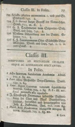 Classis III. Scriptores Ad Historiam civilem Aeque Ac Literariam Spectantes.