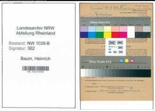 Entnazifizierung Heinrich Baum , geb. 13.05.1903 (Lagerist)