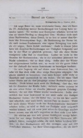 Nr. 101 Bessel an Gauss - Nr. 129 Bessel an Gauss