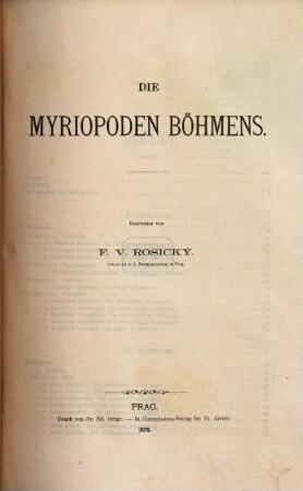 Die Myriopoden Böhmens