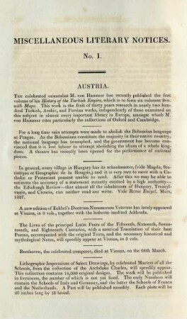 Miscellaneous Literary Notices